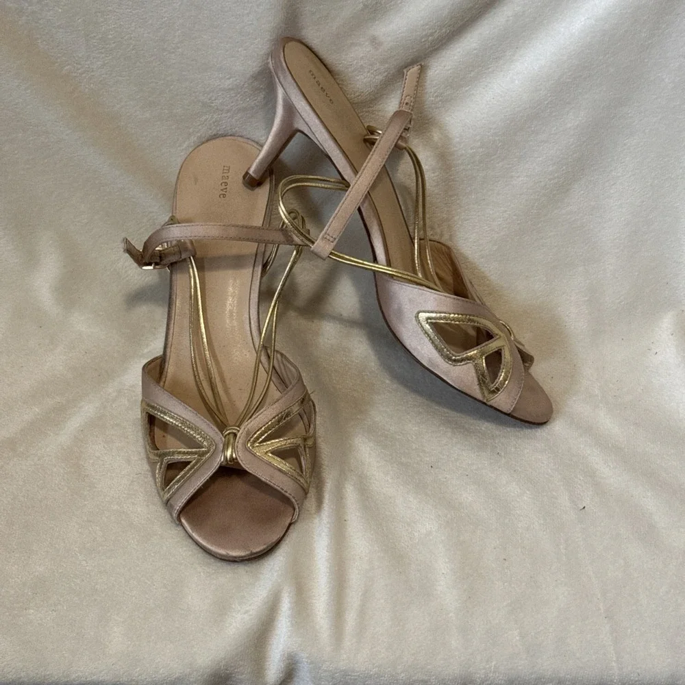 Maeve Butterfly Slingback Kitten Heels Metallic Butterfly Design Sz 9